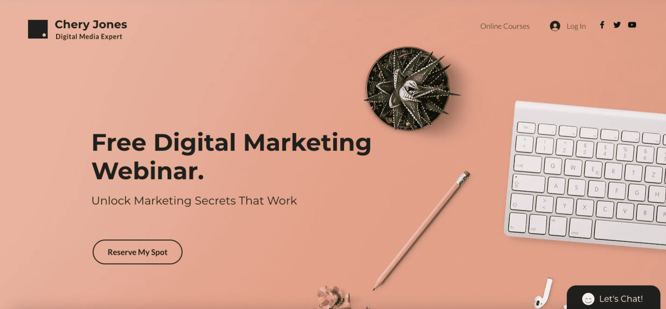 Customizable website template for a marketing professional